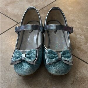 Glittery Blue Kids Shoes with Bow